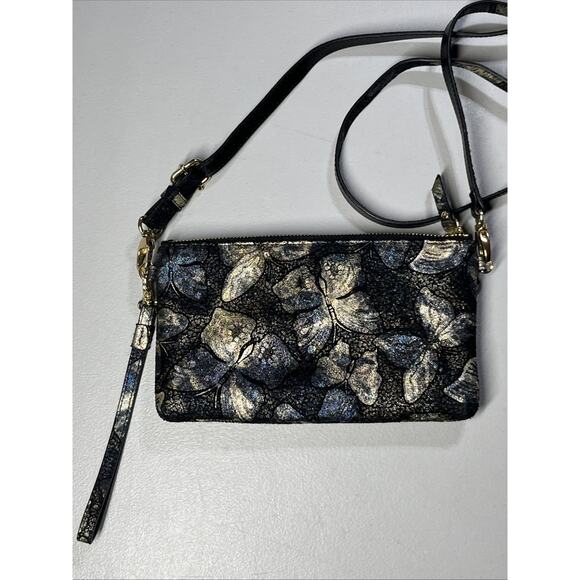 Lodis Butterfly Leather Crossbody Wallet Purse Wristlet Black Iridescent - Picture 2 of 12